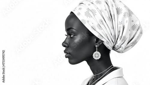 Vector-line-art-of-African-woman-profile-with-data Ai Generate 