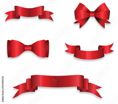 set of red ribbons