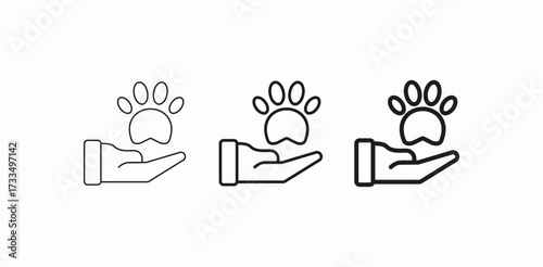 hand holding paw print icon sign vector