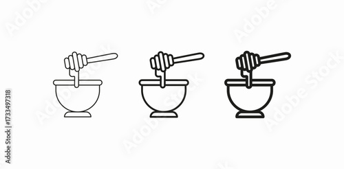 honey dipper in bowl icon sign vector