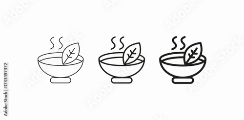 hot herbal soup icon sign vector