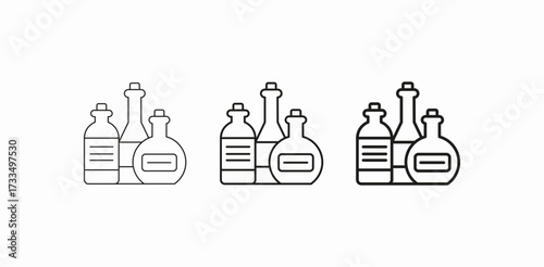 multiple laboratory bottles icon sign vector