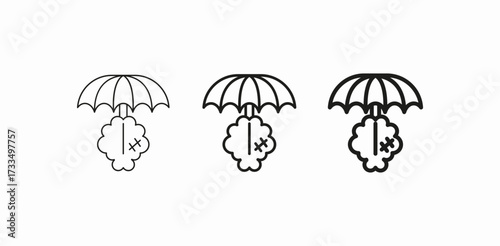 umbrella over brain icon sign vector