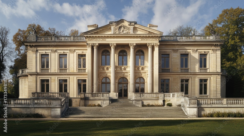Obraz premium Magnificent Chateau de ... in France: A Neoclassical Architectural Masterpiece