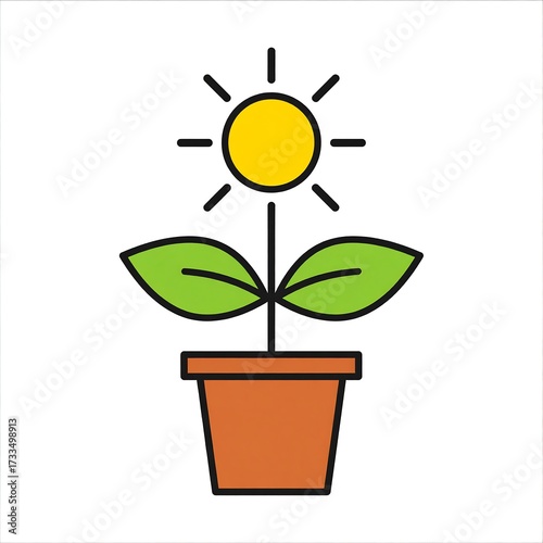Simple potted plant with sun (1)