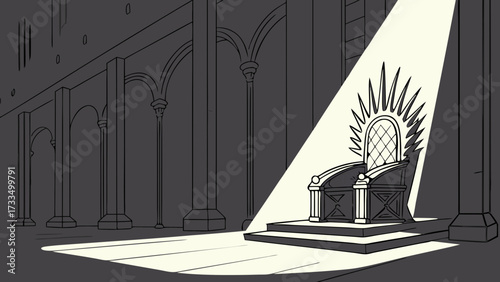 Illuminated Throne Room Depicting Royal Authority and Architectural Grandeur