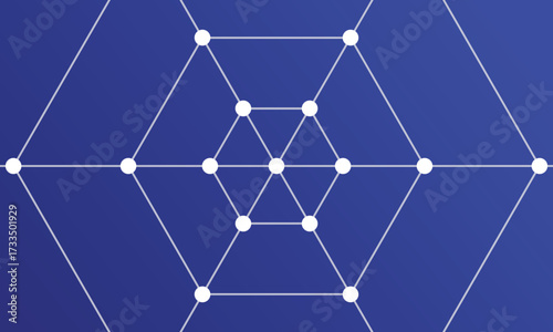 Abstract technology element on a blue background. Communication element. Hexagon element. Connect circle coordinates
