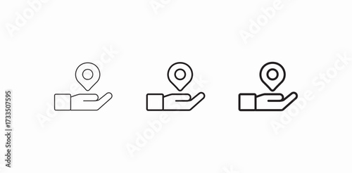 hand holding location icon sign vector