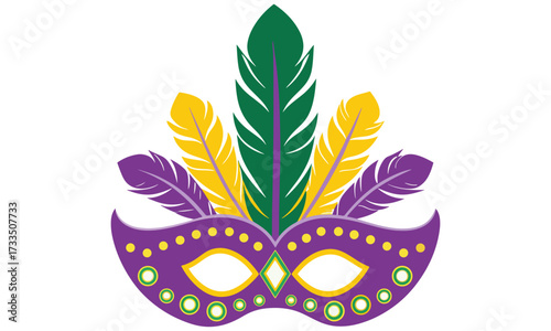 Mardi Gras Masks – Carnival Costume Party Masquerade Decor in Purple, Green, and Gold
