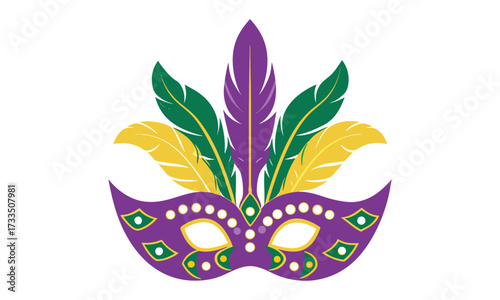 Mardi Gras Masks – Carnival Costume Party Masquerade Decor in Purple, Green, and Gold
