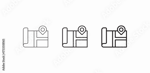 rolled up map icon sign vector