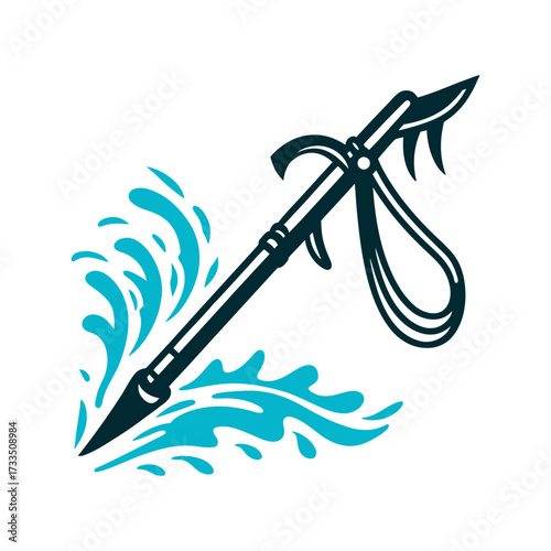 Seal Harpoon Throwing Vector Icon with Water Splash Maka Seal Harpoon Harpoon with detachable head and float mid throw arc