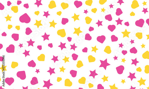 Seamless pattern colorful background. little white stars and hearts. vector texture. trend print for textiles and wallpaper.