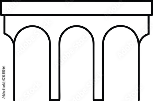 minimalist top view of ancient roman aqueduct network illustration on transparent background