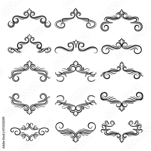 Large set vector black silhouette frame cartouches badges silhouette vector illustration on white background.