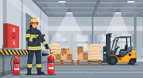 Warehouse safety inspection checklist carried out by a dedicated specialist