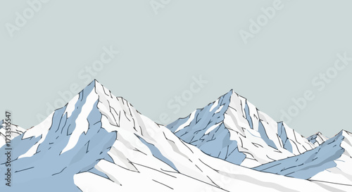 An alpine landscape with majestic snow-covered mountains in the Alps