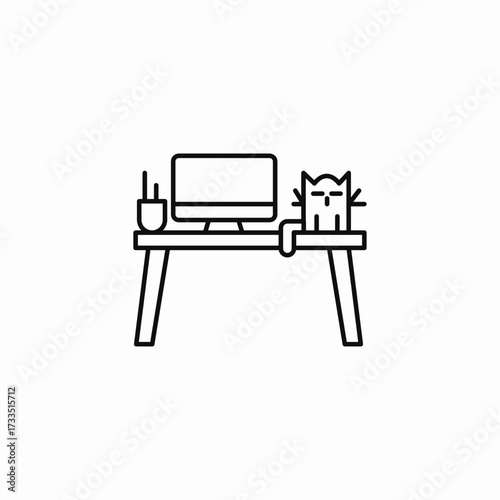 dedicated desk workspace icon sign vector