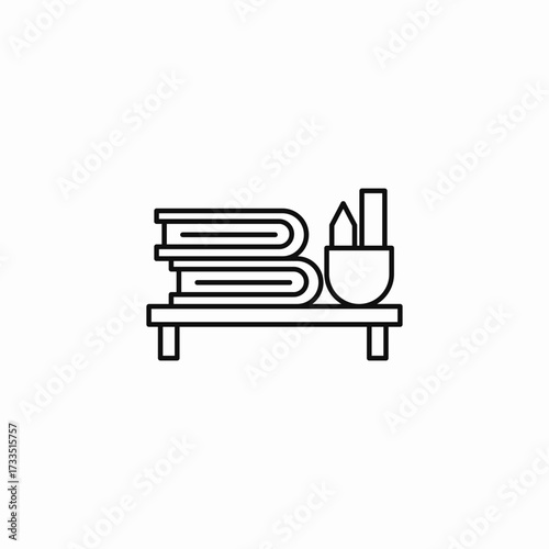 desk study materials icon sign vector
