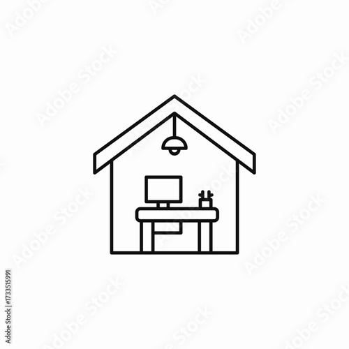 home office setup icon sign vector