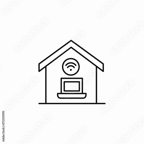 home wifi office icon sign vector
