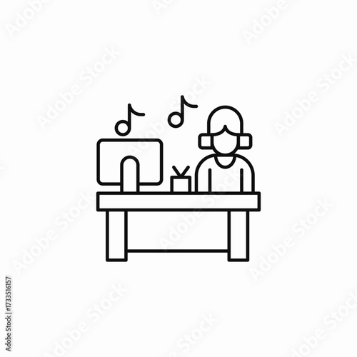 music listening desk icon sign vector