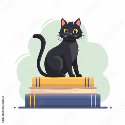 Clever Black Cat on Books