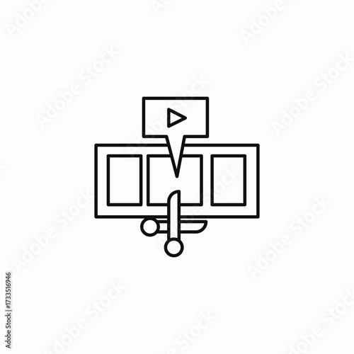 video editing cutting icon sign vector