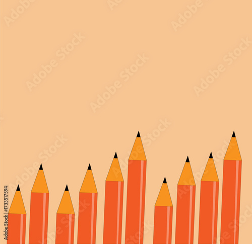 pencils at the bottom on a light background,