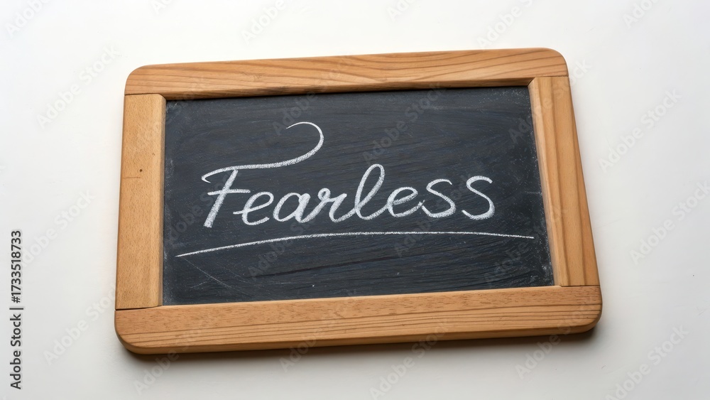 Fototapeta premium Chalkboard with Fearless word written in white script