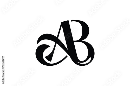 A stylized monogram of the letters a and b in black on a white background