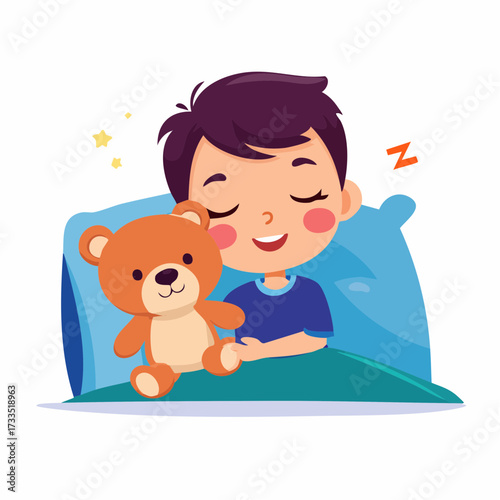 Cozy Boy Snuggled in a Blanket Comfort and Serenity Illustration