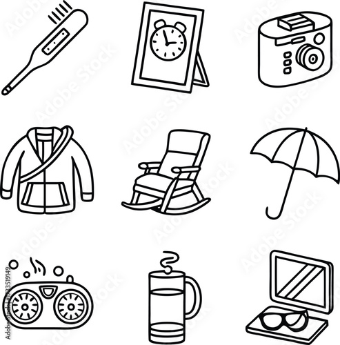 Cozy home essentials illustration: Capturing comfort, relaxation, and simple joys for everyday living with timeless charm and inviting warmth
