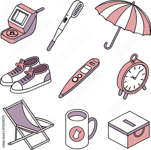Collection of everyday items in soft pastel colors offering a calming aesthetic, perfect for lifestyle blogs, social media posts, and modern design projects