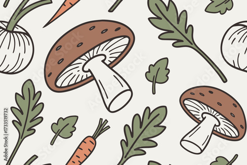 seamless pattern with mushrooms