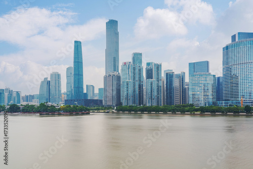 Modern architectural skyline and river and urban landscape in Guangzhou, Guangdong Province, China