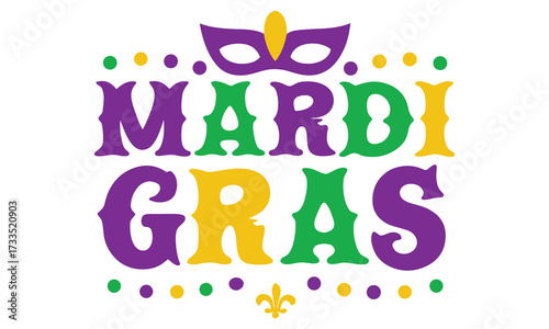 Mardi Gras Graphics – Carnival Masks, Hats, Feathers, Drums, Bows & Party Decorations in Purple, Green, and Gold