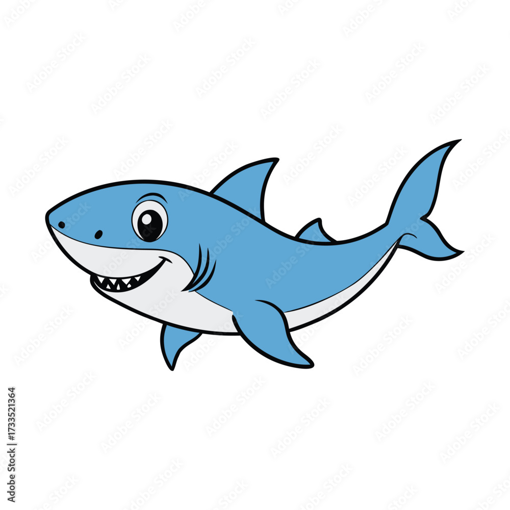 Fototapeta premium Vector art of happy cartoon shark smiling