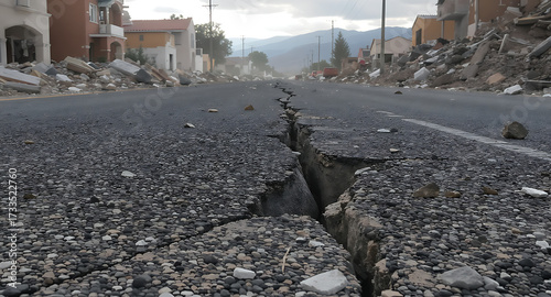 Devastating earthquake damage to crumbling infrastructure in urban areas natural disaster scene captured from ground level