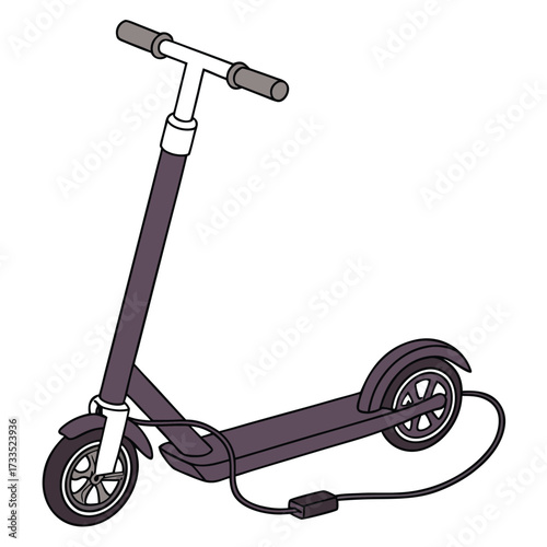Vector art of electric scooter with charging cable