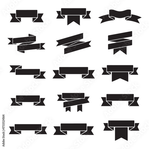 Ribbon monochrome set silhouette vector  illustration design.