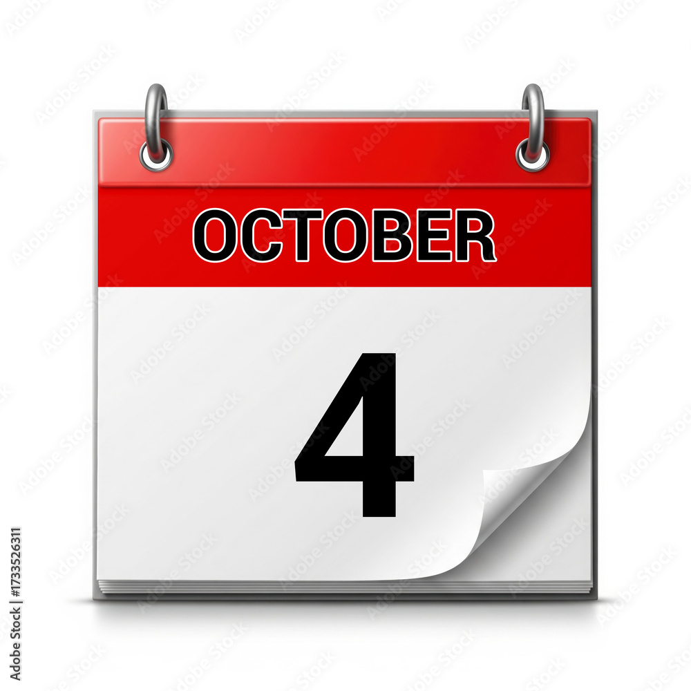 Fototapeta premium October 4st Calendar Page – Beginning of a New Month