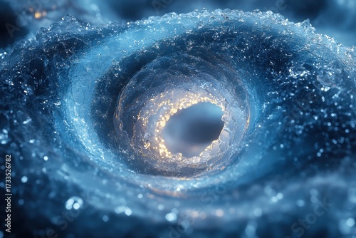 Blue vortex with swirling water.