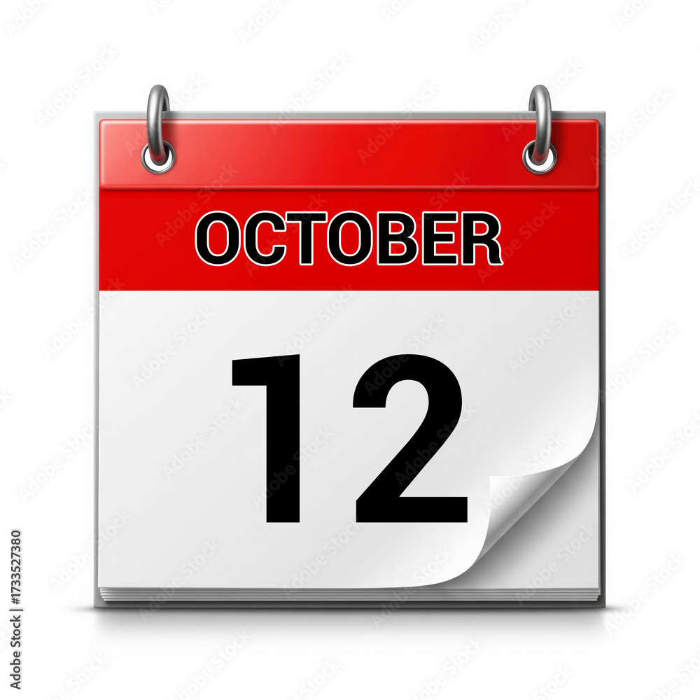 Fototapeta premium October 12st Calendar Page – Beginning of a New Month