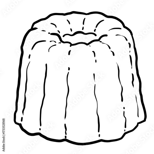 Simple and realistic line drawing of a canelé
