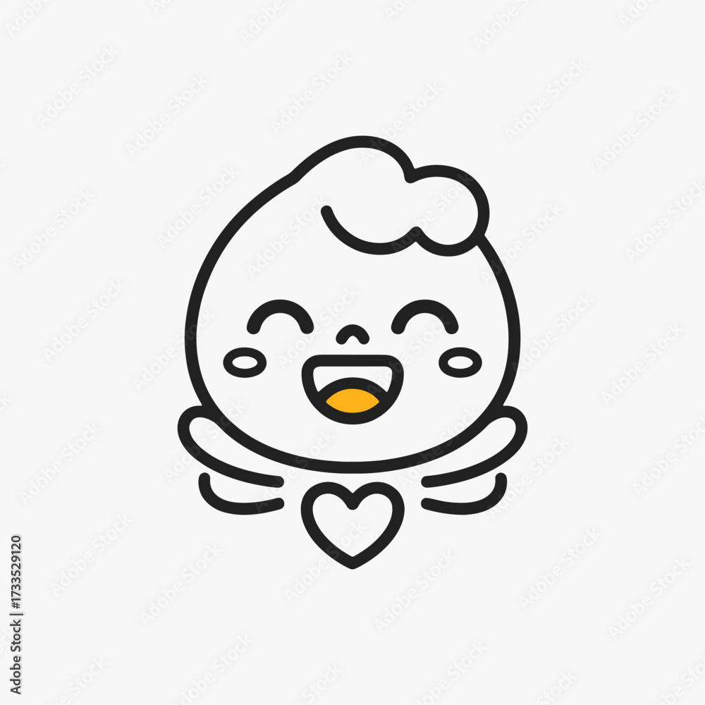 Obraz premium The flat design concept for the Cute Happiness expression cartoon character.