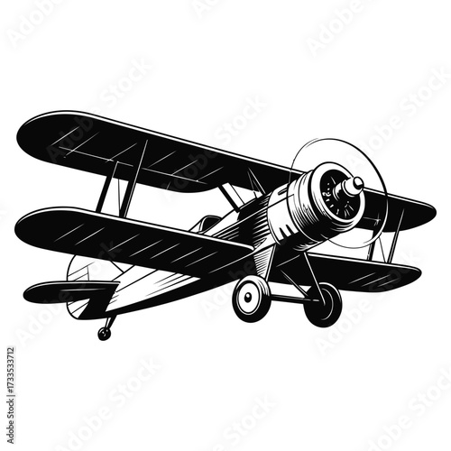 vintage biplane isolated on white