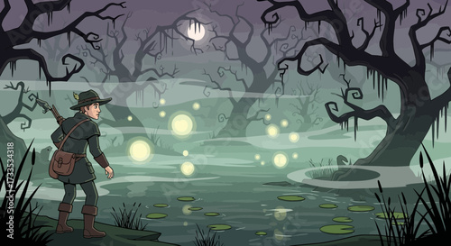 Mysterious swamp encounter: A hunter's journey through an enchanted marshland
