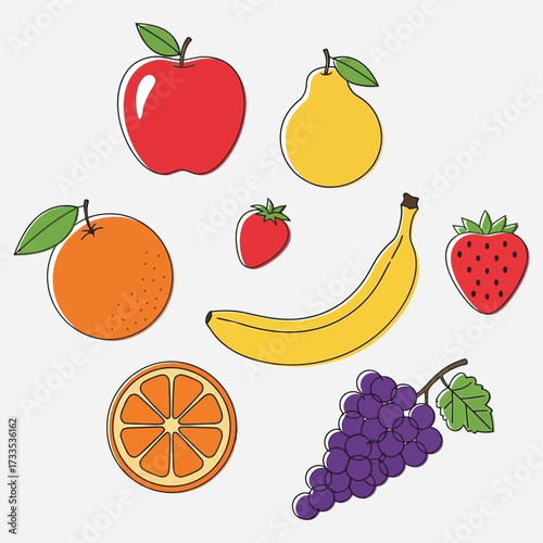 Vibrant Assortment of Fresh Fruits Including Apples, Bananas, Strawberries, Oranges, Pears, and Grapes