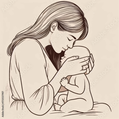 Mothers Love A Tender Moment Between Mother and Child.
